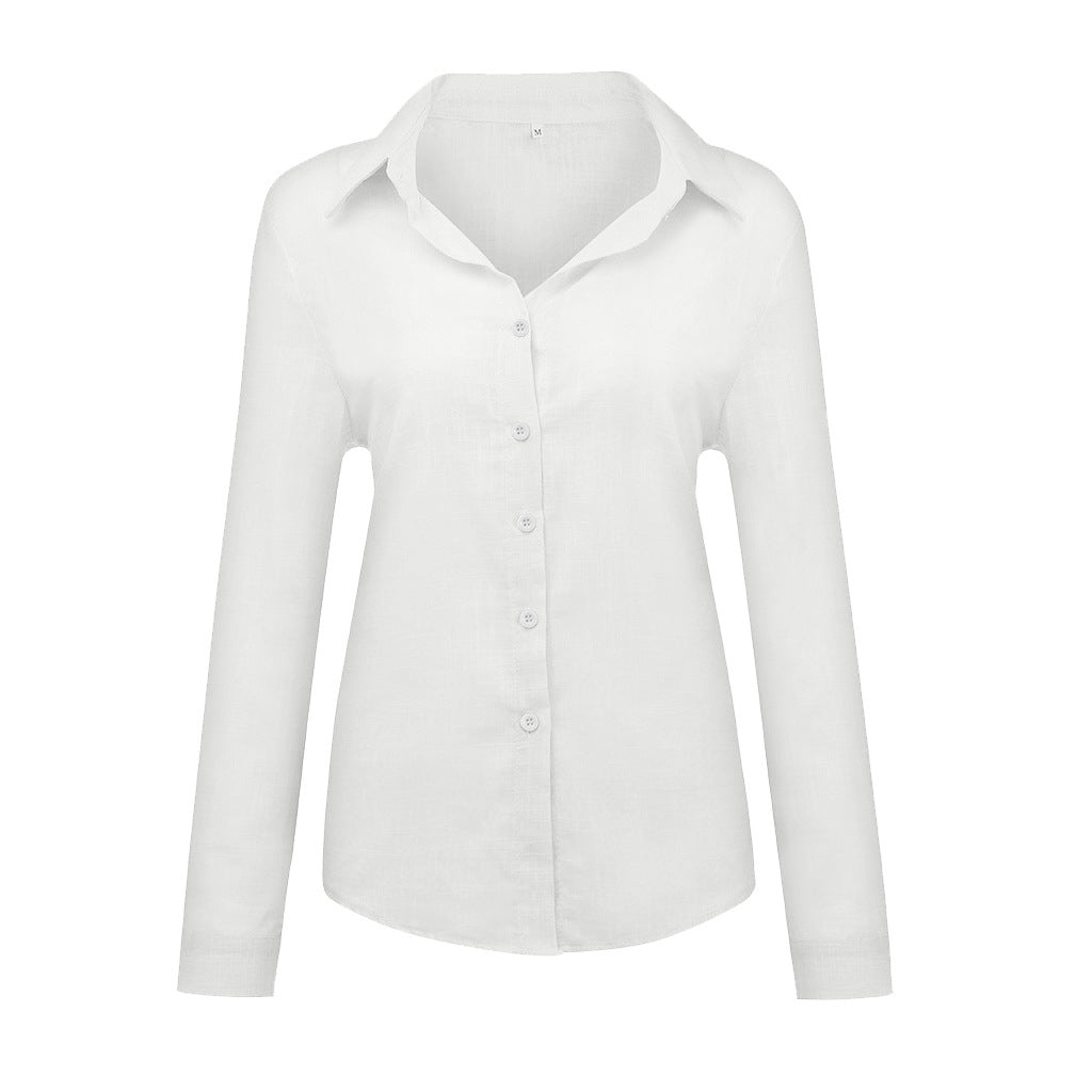 Blouse in Linen Blend with Relaxed Fit - white studio front