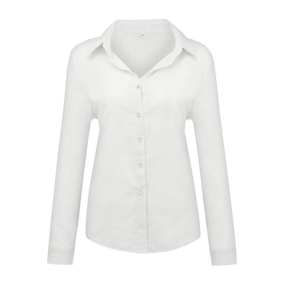 Blouse in Linen Blend with Relaxed Fit - white studio front