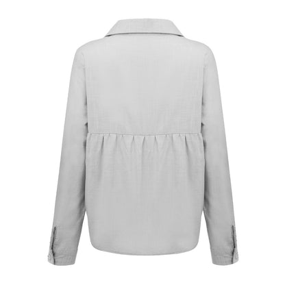 Blouse in Linen Blend with Relaxed Fit - grey studio back