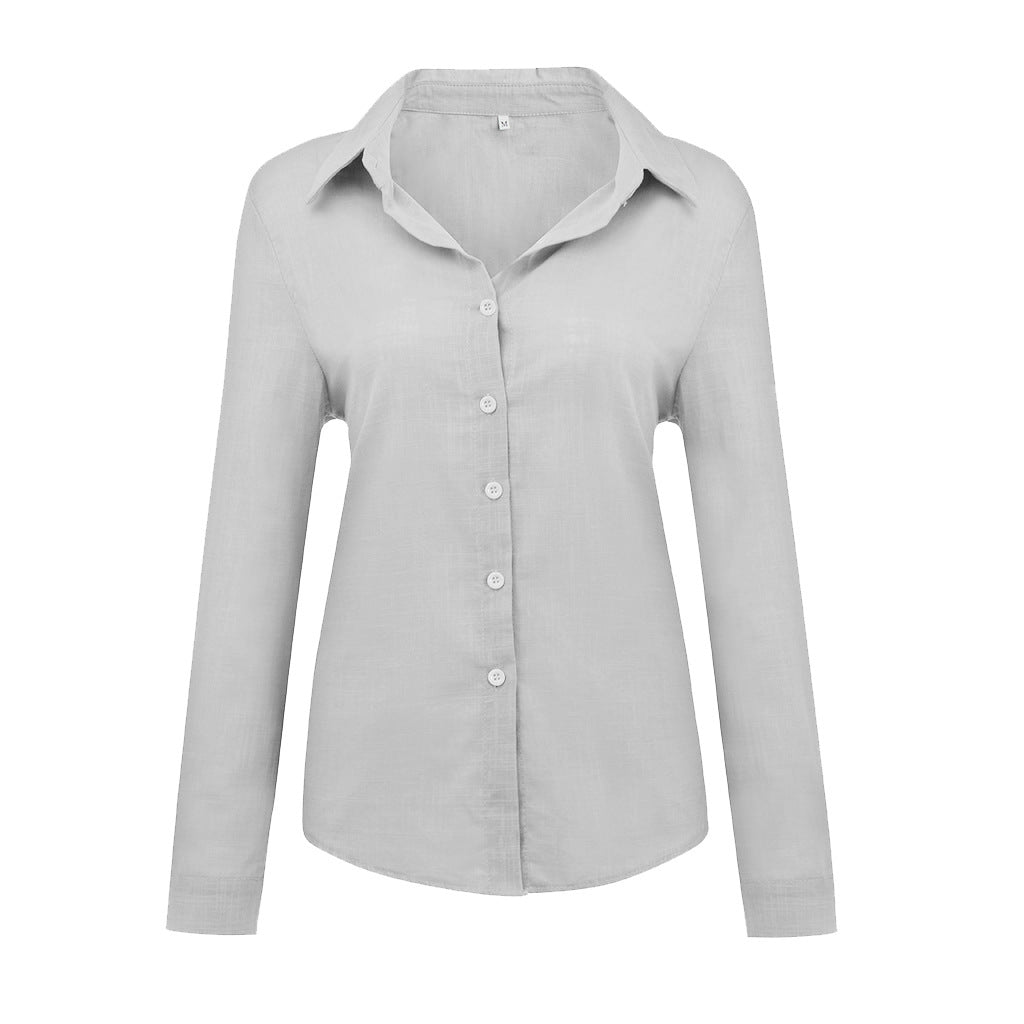 Blouse in Linen Blend with Relaxed Fit - grey studio front