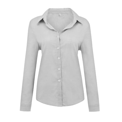 Blouse in Linen Blend with Relaxed Fit - grey studio front
