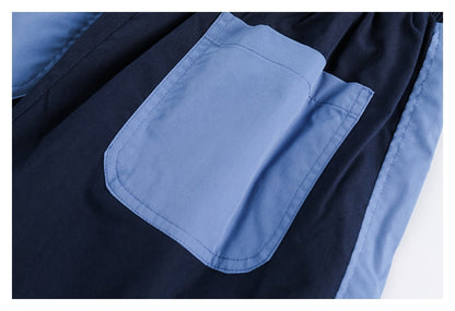 Navy Contrast-Pocket Ankle-Tie Sports Trousers - contrast blue pocket detail