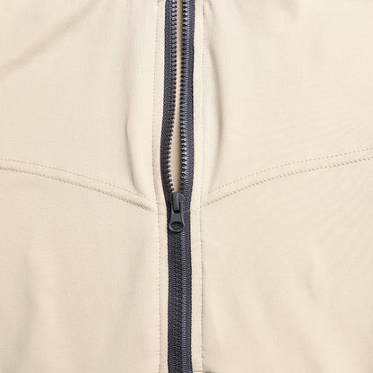 Playsuit with Zip Front and Flared Shorts - khaki zip close-up