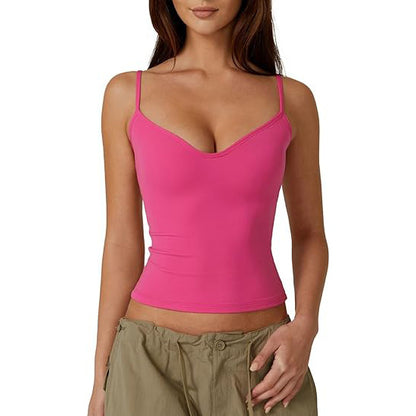 Camisole Vest Top with Waist-Skimming Fit - rose pink front view