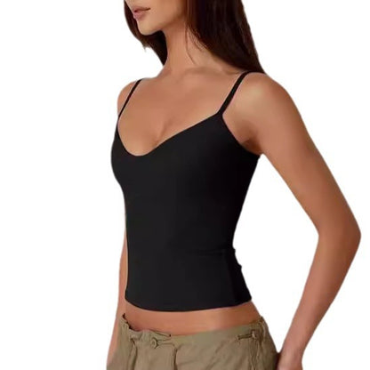 Camisole Vest Top with Waist-Skimming Fit - black side view