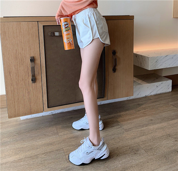 Runner Shorts with Contrast Trim - white side view