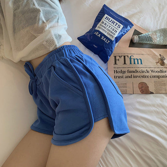 Runner Shorts with Contrast Trim - blue back view