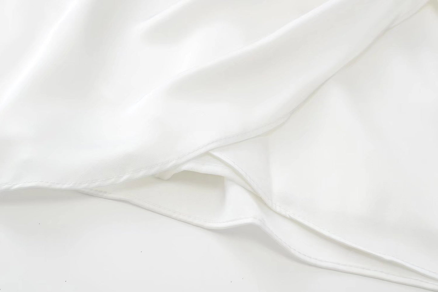 Mini Shirt Dress with Satin-Feel Drape Waist - white draped satin detail