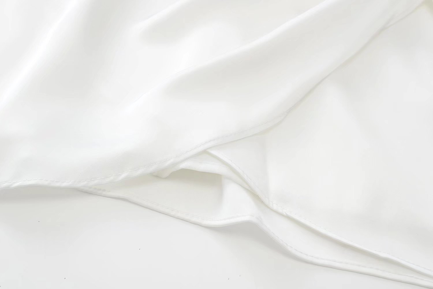 Mini Shirt Dress with Satin-Feel Drape Waist - white draped satin detail