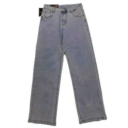 Wide-Leg Jeans in High-Waist Stretch Denim - snow blue flat front