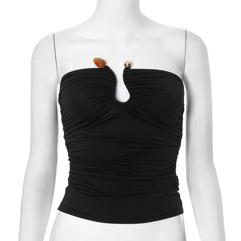 Bandeau Top with Agate Detail - black mannequin front detail