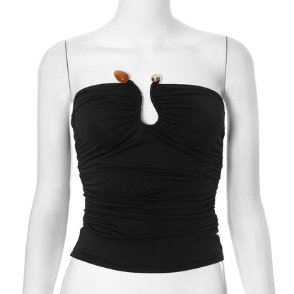 Bandeau Top with Agate Detail - black mannequin front detail