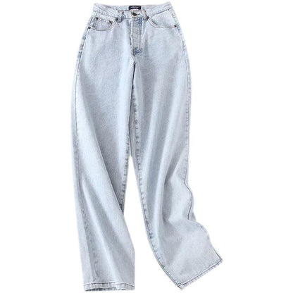 Jeans in Light Blue High-Waist Wide-Leg Denim - flat lay front view