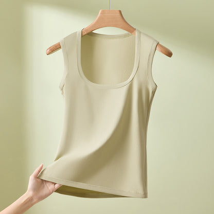 Vest Top with Square Neck and Smoothing Fit - Soft green front view